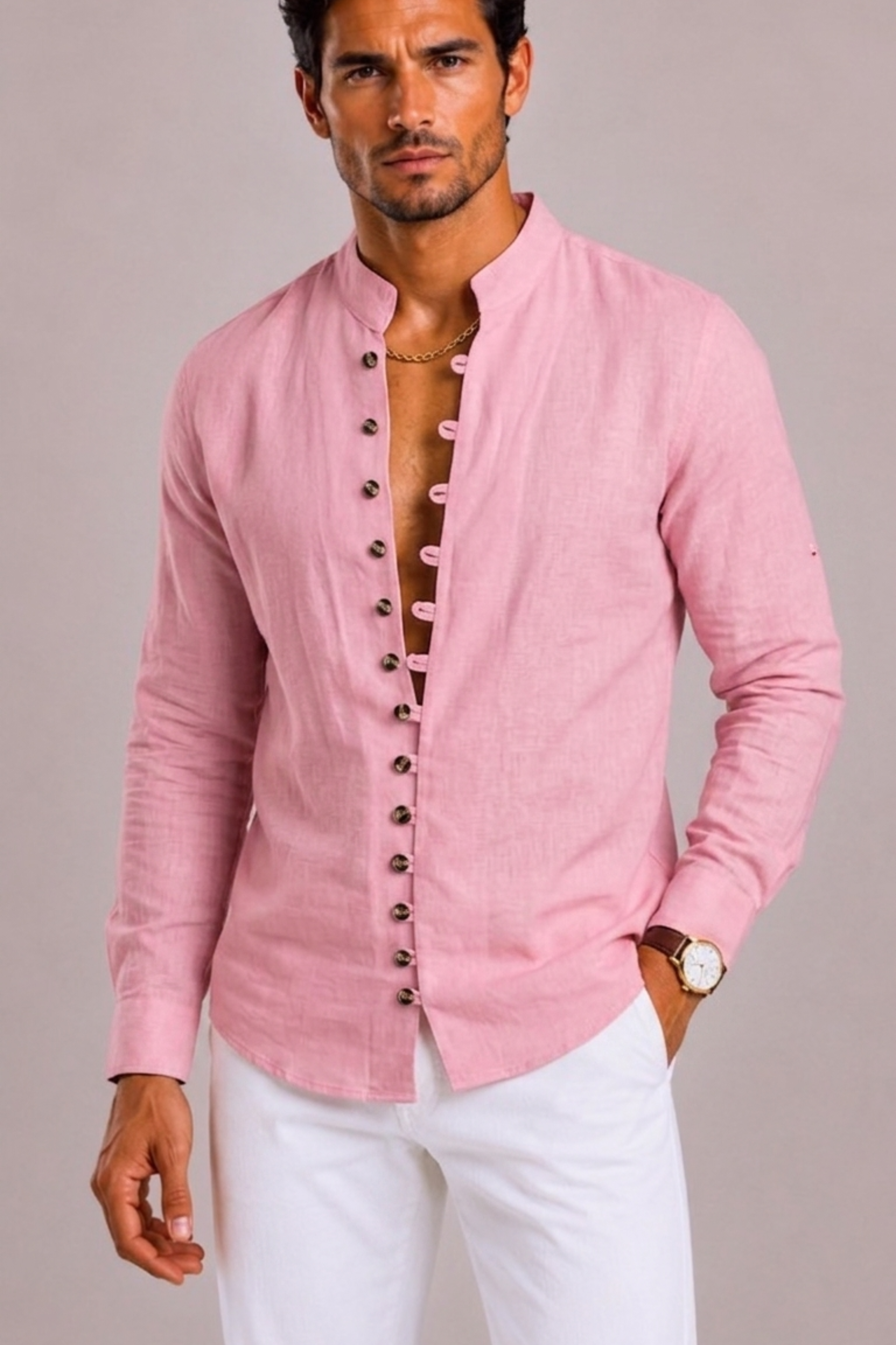 Camicia Uomo con Collo Coreano ANFINITE
