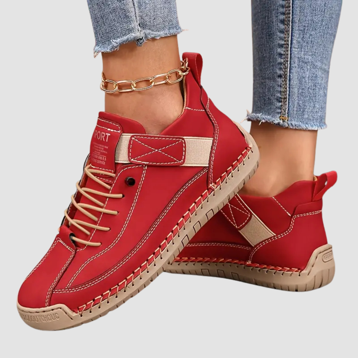 Baskets orthopédiques pour femme en cuir - chaussures confortables et légères avec soutien pour la marche
