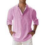 Camicia Henley Uomo in Lino con Bottoni