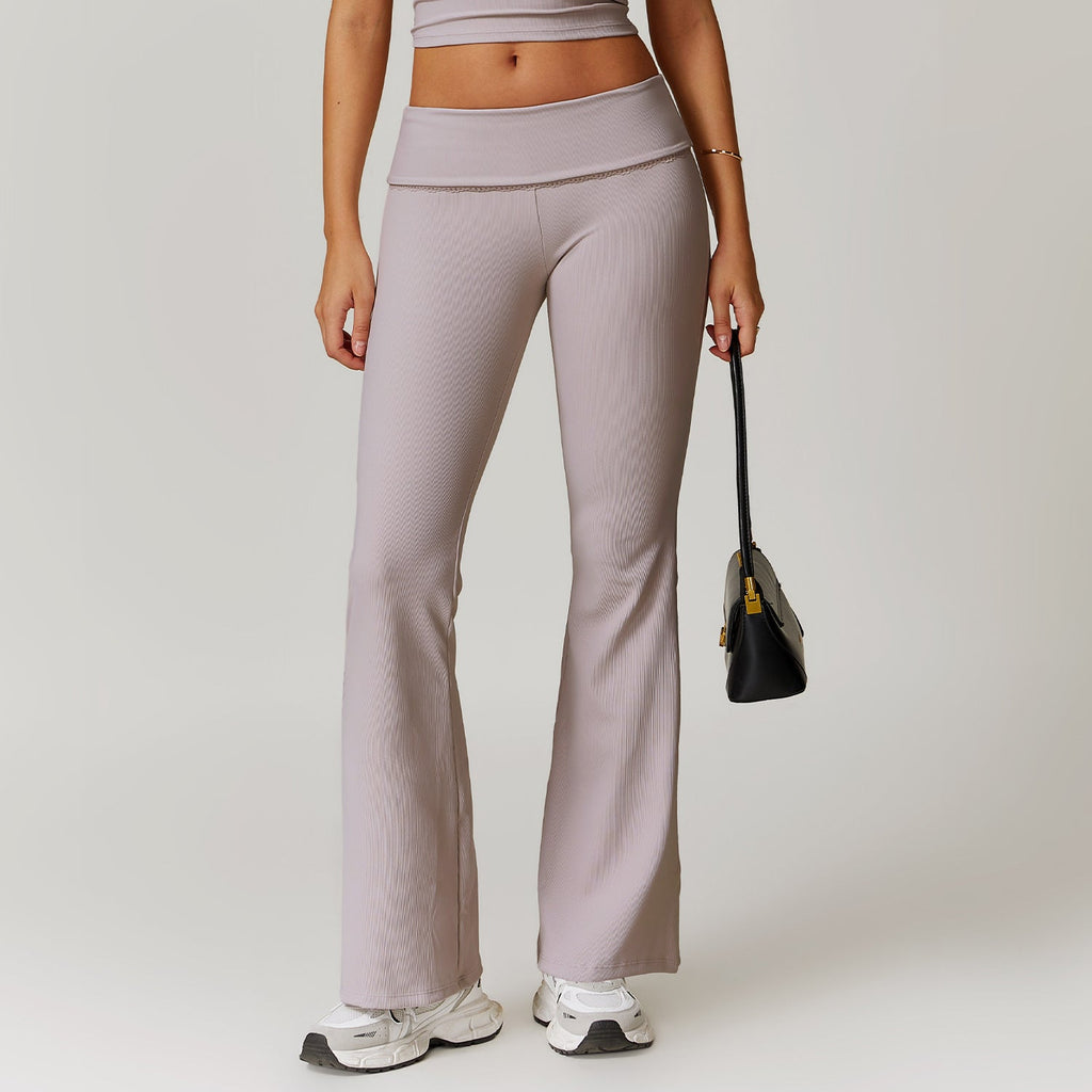 Pantalones de yoga para mujer acampanados de cintura alta – Leggings moldeadores elásticos
