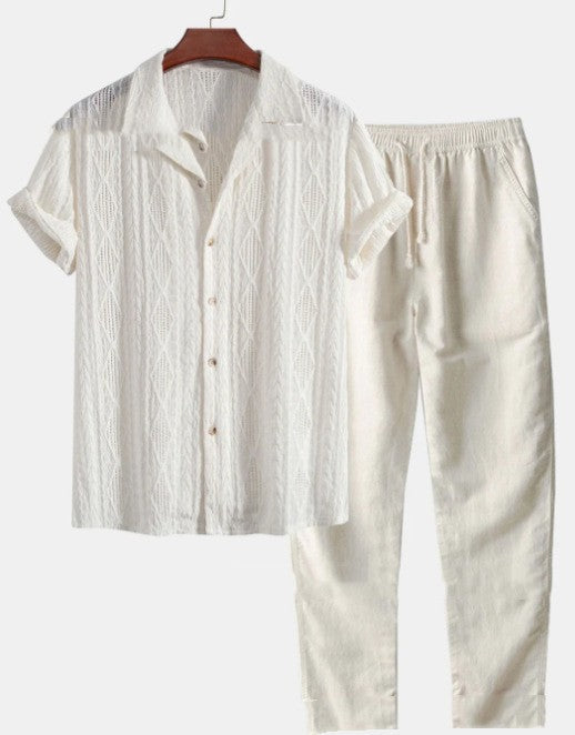 Conjunto resort completo para hombre con camisa y pantalones