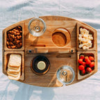 Tavolo da Picnic in Legno Flessibile – Tavolo da Servizio Pieghevole per Esterni con Supporti per Bicchieri e Bottiglie | Attrezzatura Ideale per Picnic in Spiaggia, Parco e Giardino