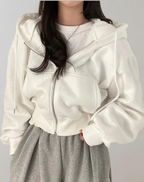 Felpa Donna con Cappuccio e Zip Integrale dal Fit Rilassato