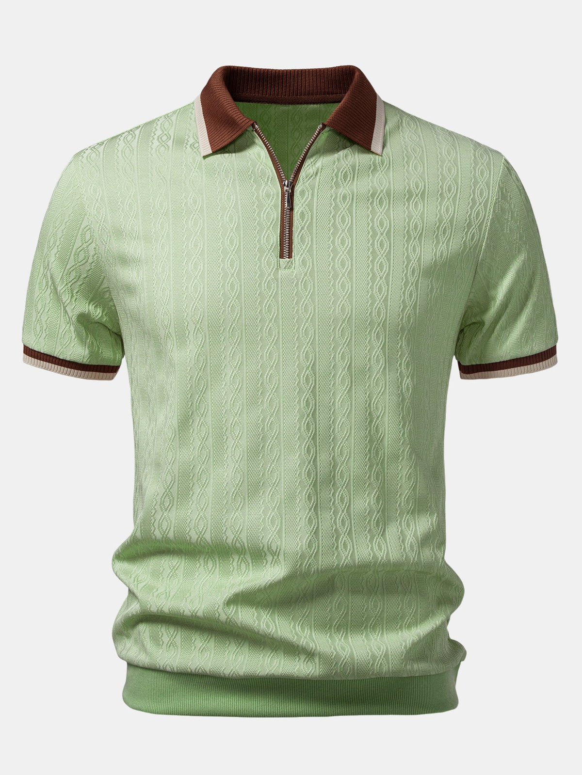 Polo Uomo in Maglia Testurizzata con Mezza Zip