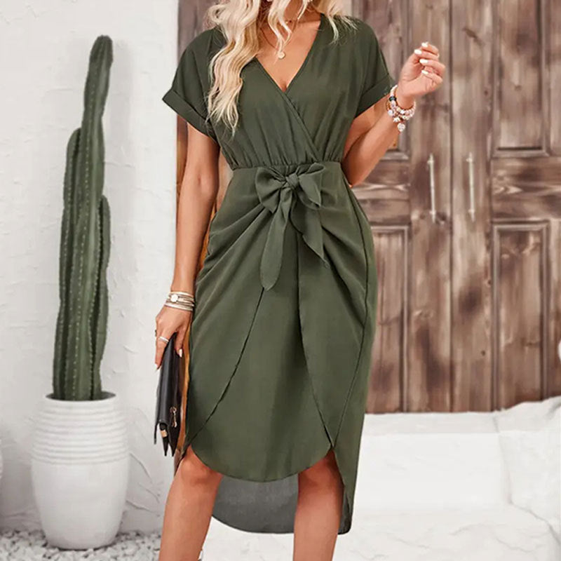 Robe midi pour femme à manches courtes et coupe ample