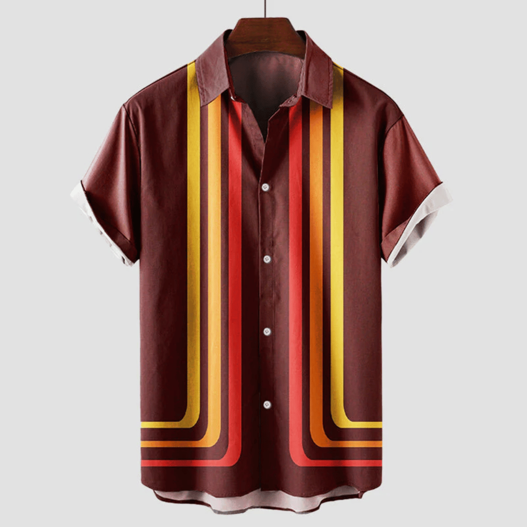 Camicia Estiva Uomo a Maniche Corte con Stampa Retro