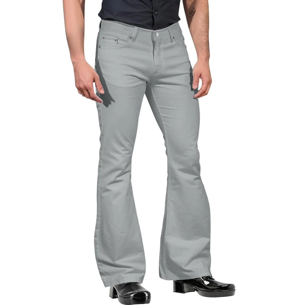Pantalon homme kaki à pattes d’éléphant – Coupe tailleur et style rétro élégant