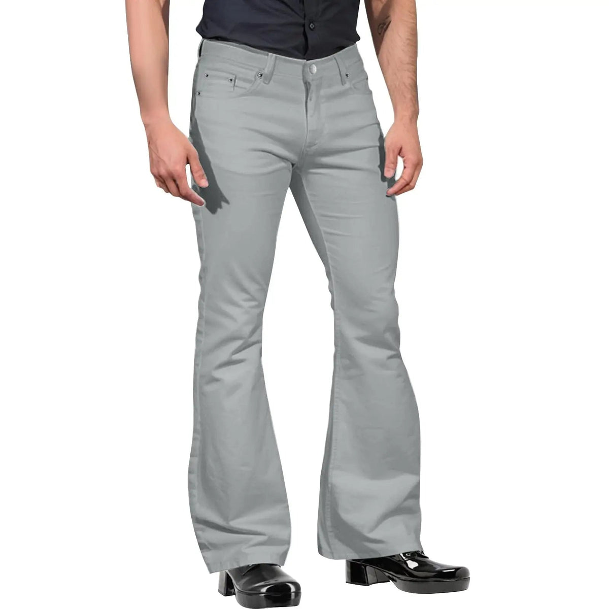 Pantalon homme kaki à pattes d’éléphant – Coupe tailleur et style rétro élégant