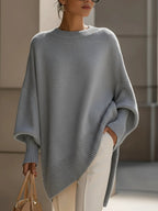 Maglione Oversize Donna in Maglia con Drappeggio Asimmetrico