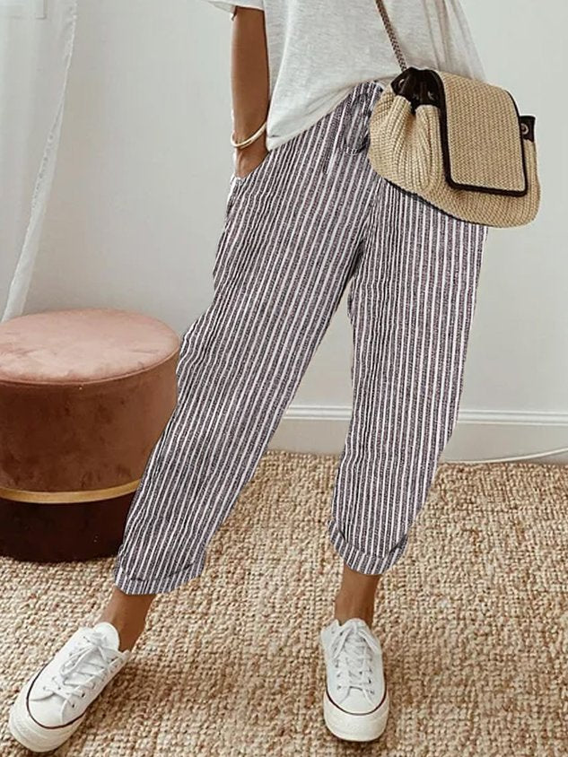 Pantalon femme décontracté chic en lin ANFINITE