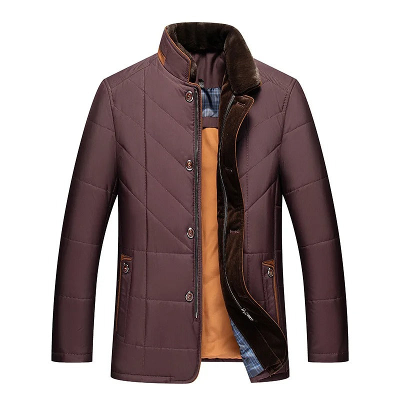 Chaqueta de invierno acolchada para hombre con cuello suave – elegante y cálida