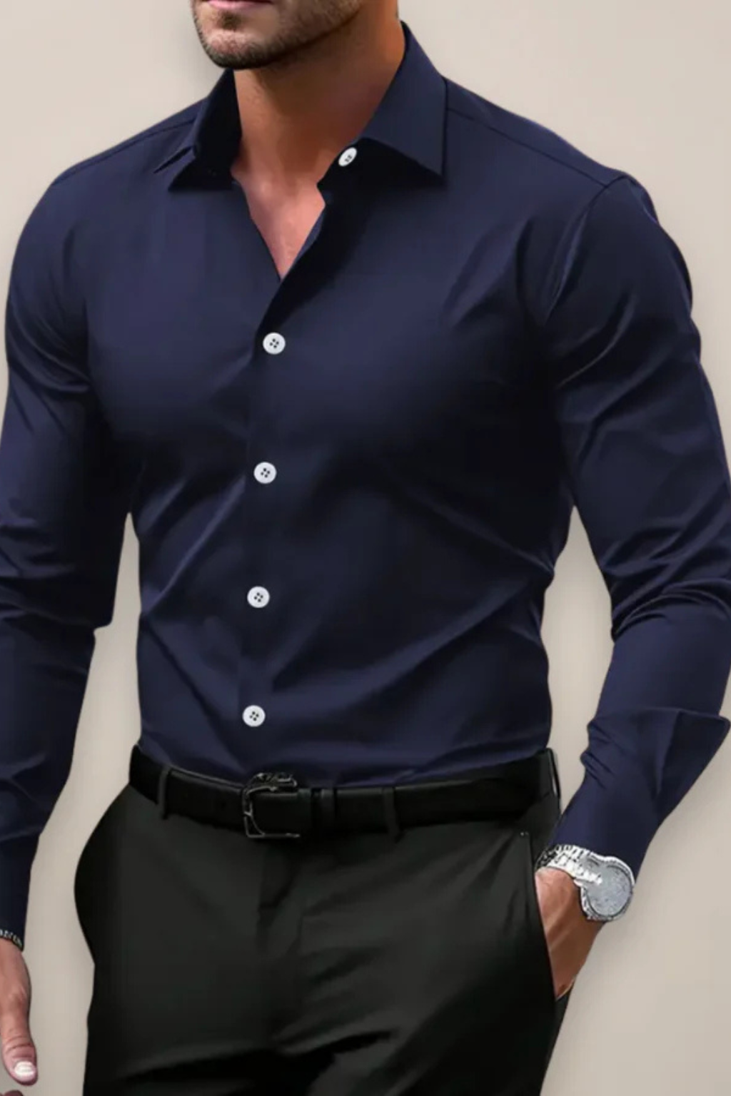 Herreskjorte Slim Silhuet Klassisk Elegance