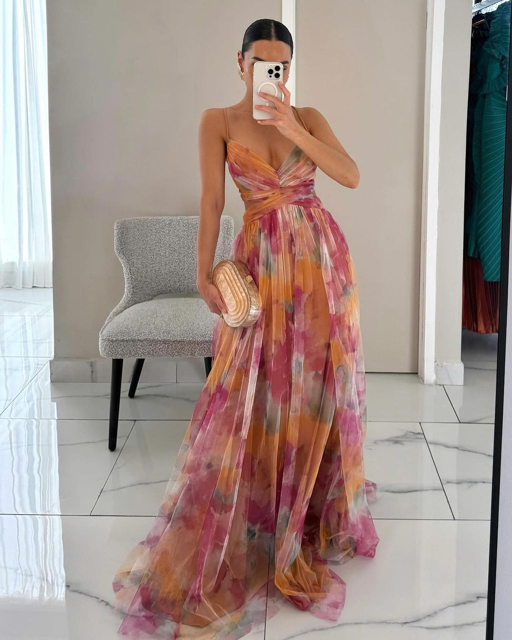Maxi Kjole Blomstret Silhuet Elegant Sommerstil