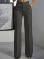 Pantalon femme habillé taille haute et jambe large