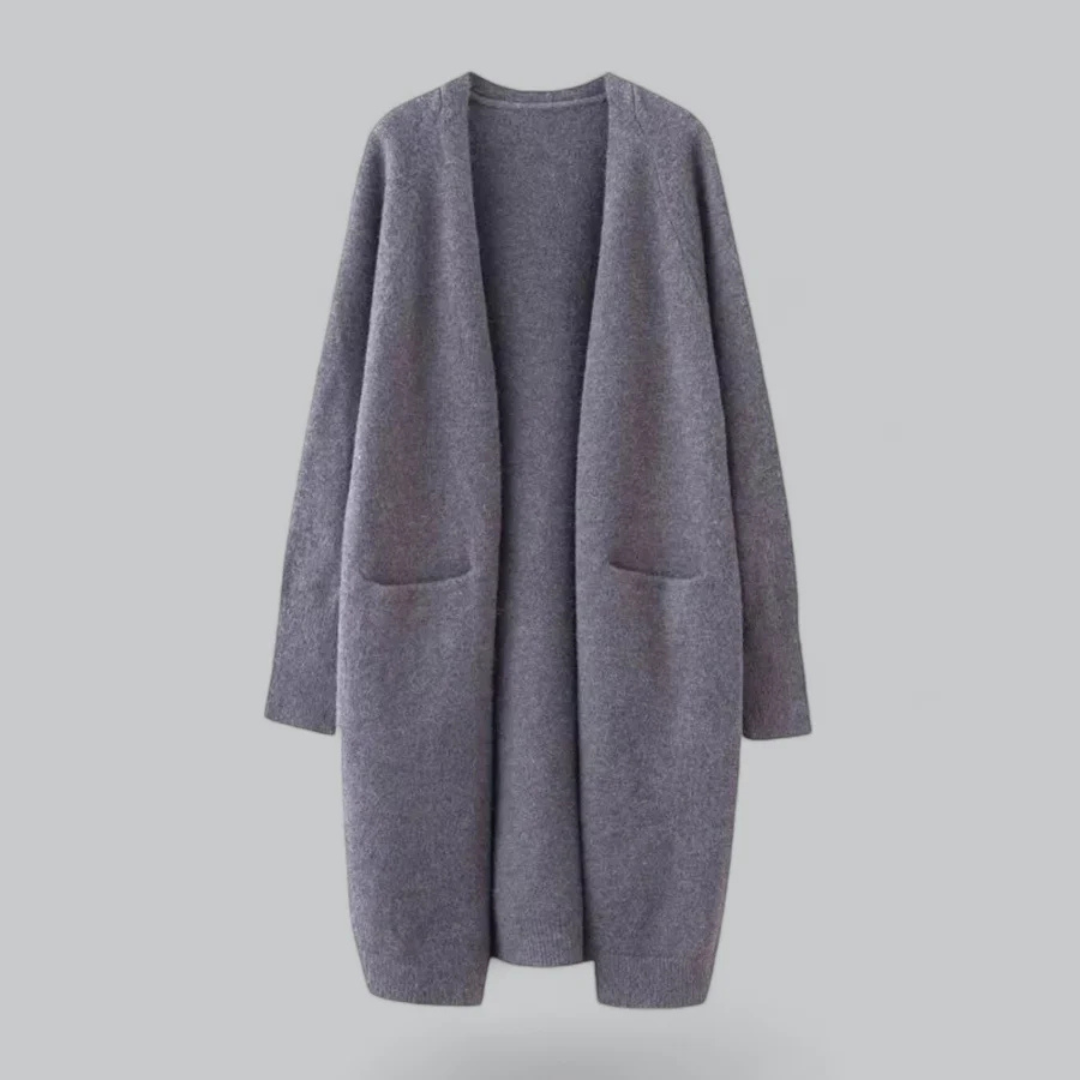 Cardigan long ouvert pour femme en maille - élégant et doux pour l’automne et l’hiver