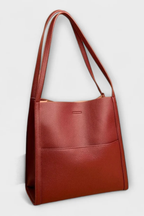 Struktureret Tote Taske med Frontlomme og Tekstureret Finish