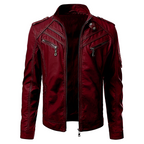 Giacca Biker Uomo in Pelle con Tasche Multiple e Zip – Stile Motociclista Urbano