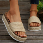 Sandalias de esparto para mujer con plataforma de yute trenzado