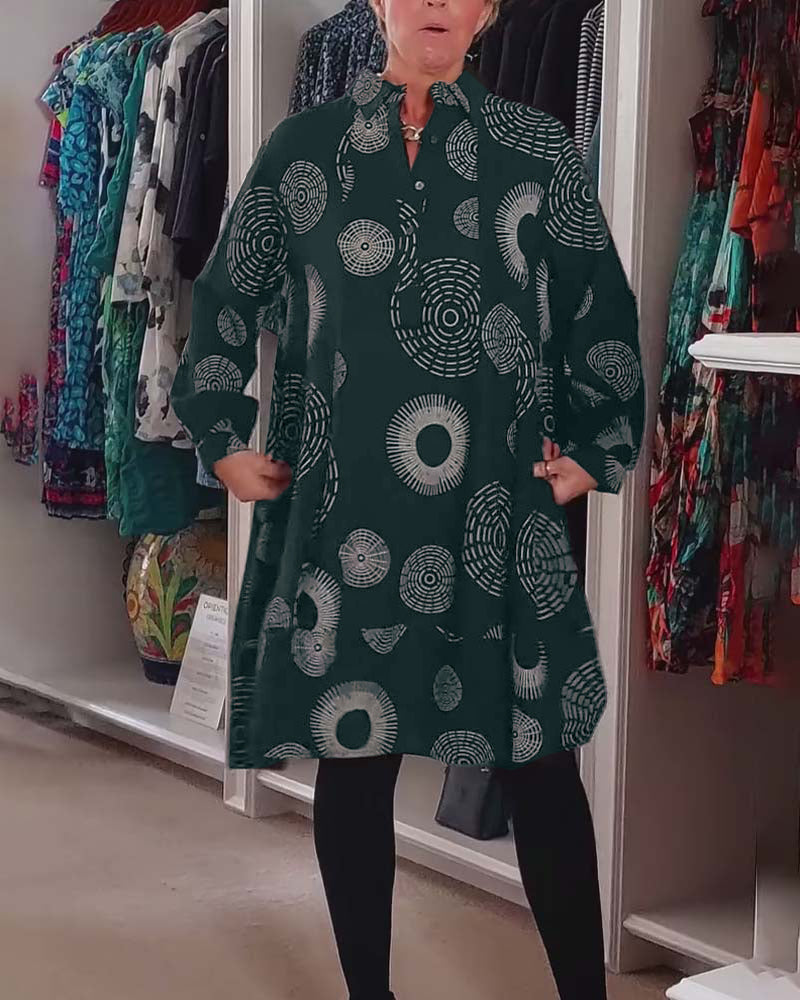 Vestito Casual Stampa Geometrica Stile Moderno