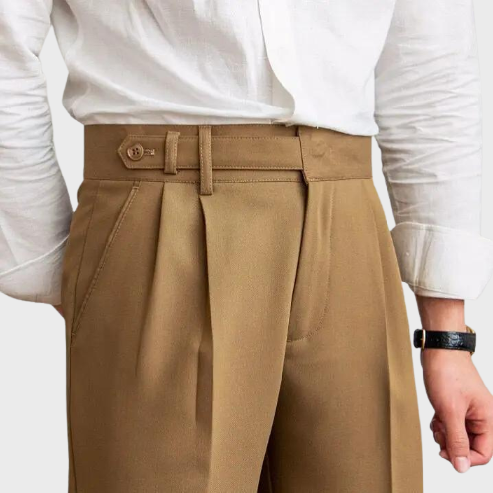 Pantalones elegantes de hombre con pinzas – corte entallado, estilo smart casual para la oficina