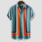 Camicia Estiva Uomo a Maniche Corte con Stampa Retro