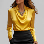 Blouse femme en satin à col cascade ANFINITE