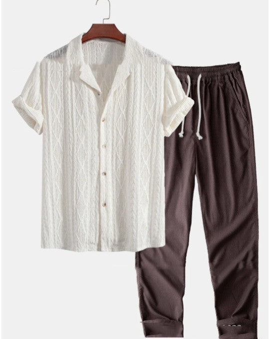 Conjunto resort completo para hombre con camisa y pantalones