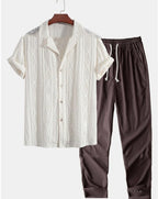 Conjunto resort completo para hombre con camisa y pantalones