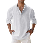 Camicia Henley Uomo in Lino con Bottoni
