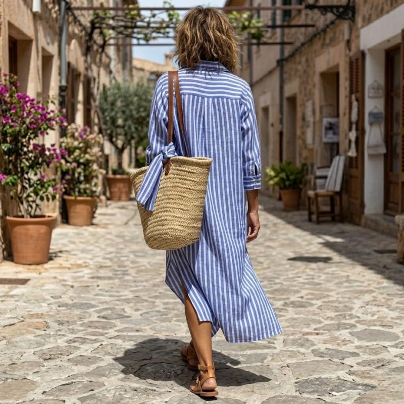Abito Camicia a Righe Elegante ANFINITE Serena