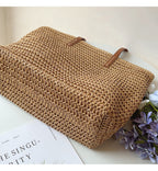 Elegante Borsa Riet con Manici in Pelle - SummerBreeze