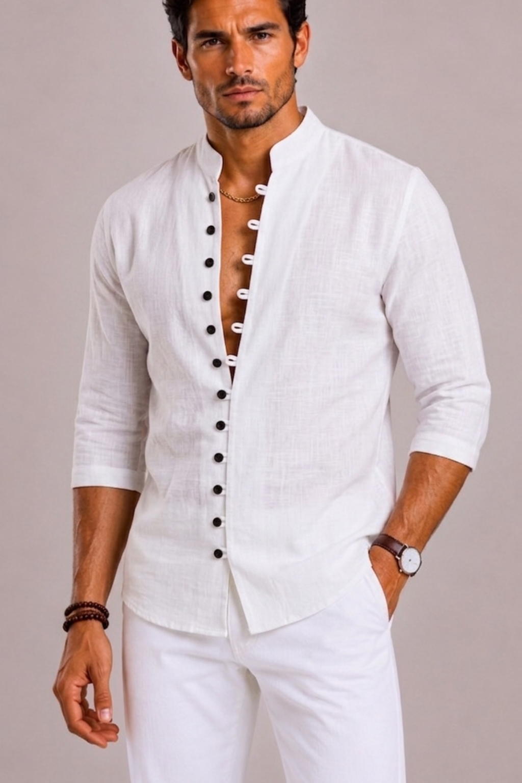 Camicia Uomo con Collo Coreano ANFINITE