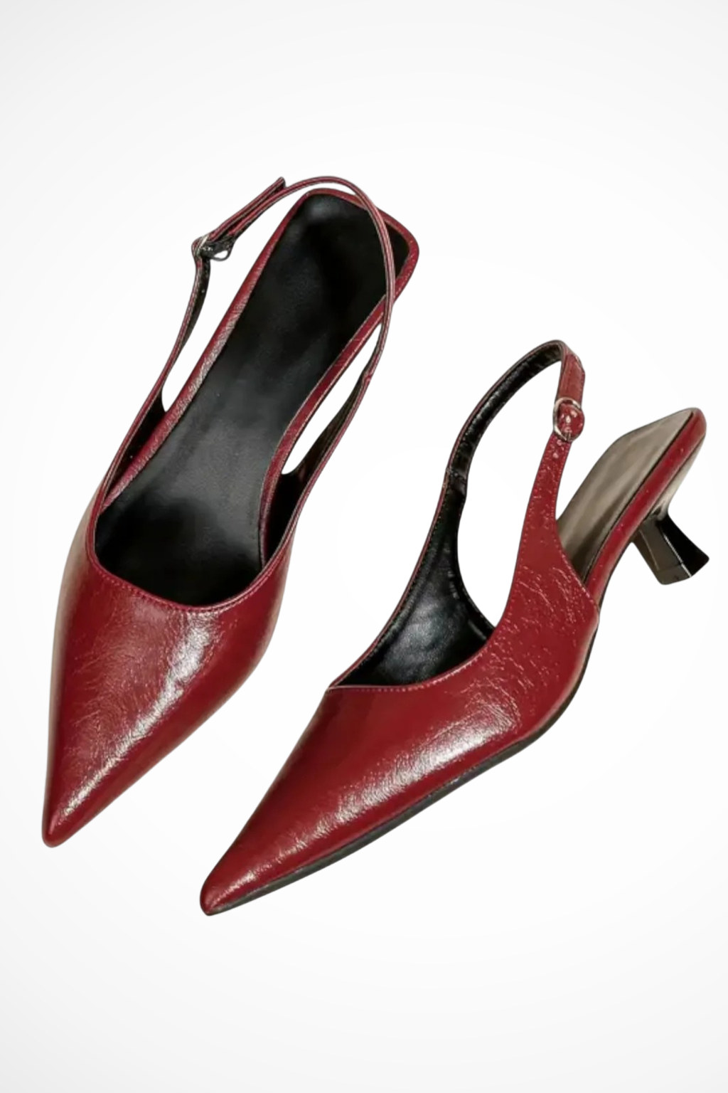 Lucinda Lak Slingback Heels med Spids Tå og Elegant Glans