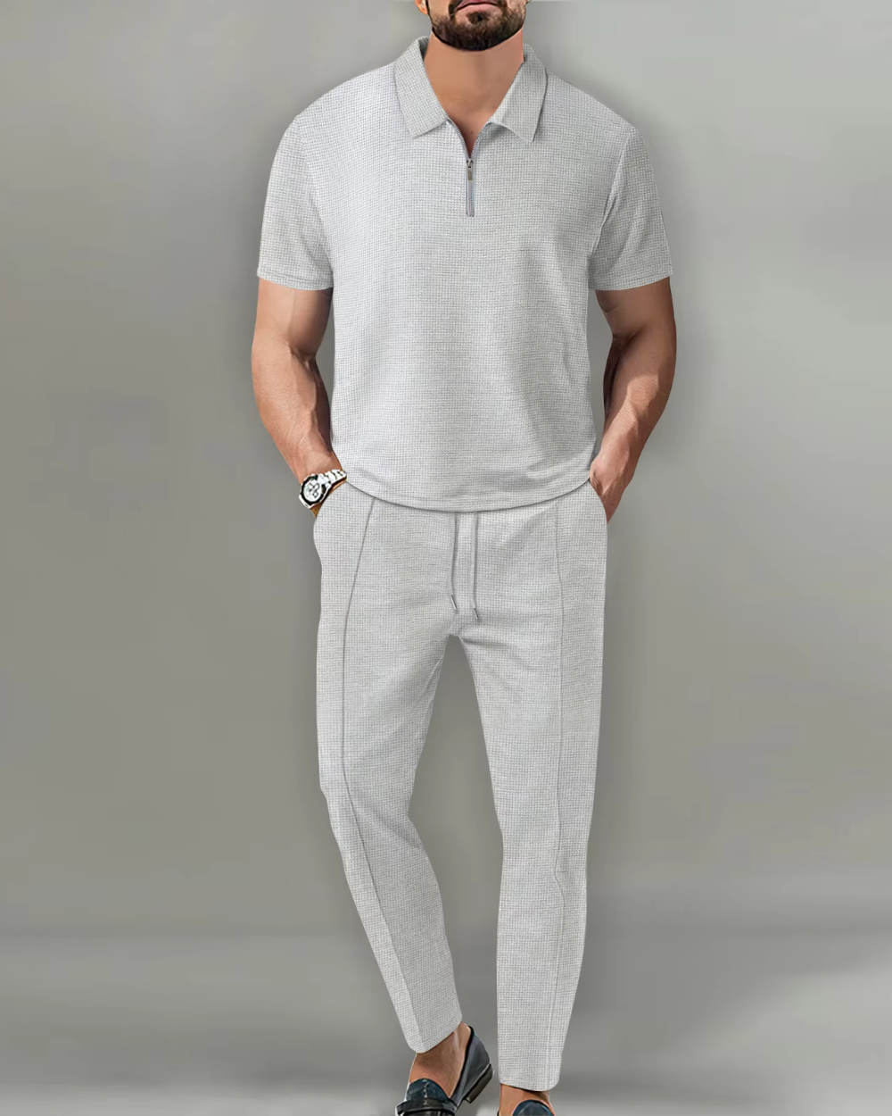 Completo Uomo 2 Pezzi con Polo Zip – Stile Moderno ed Elegante