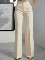 Pantalon femme habillé taille haute et jambe large