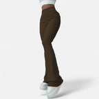Leggings pour femme Valmonti taille haute - coupe slim élégante côtelée