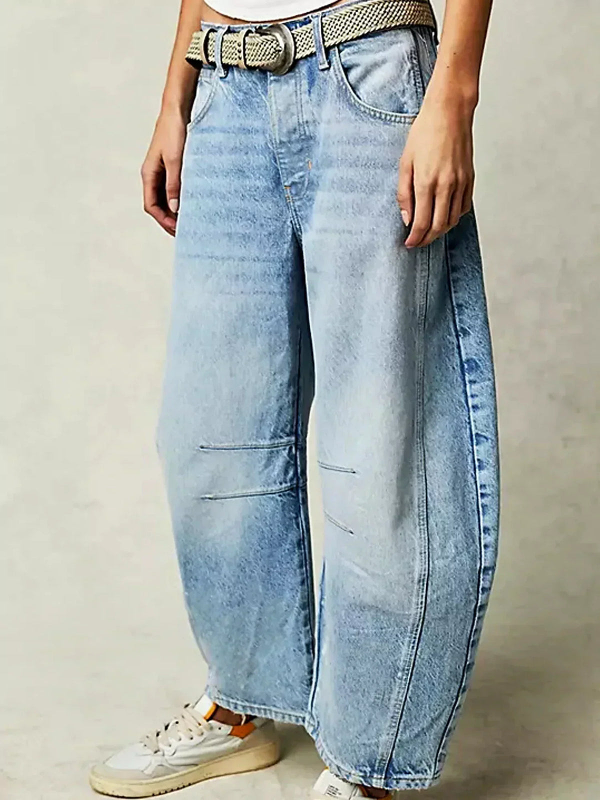 Jean femme barrel imprimé - denim décontracté taille mi-haute et jambes larges