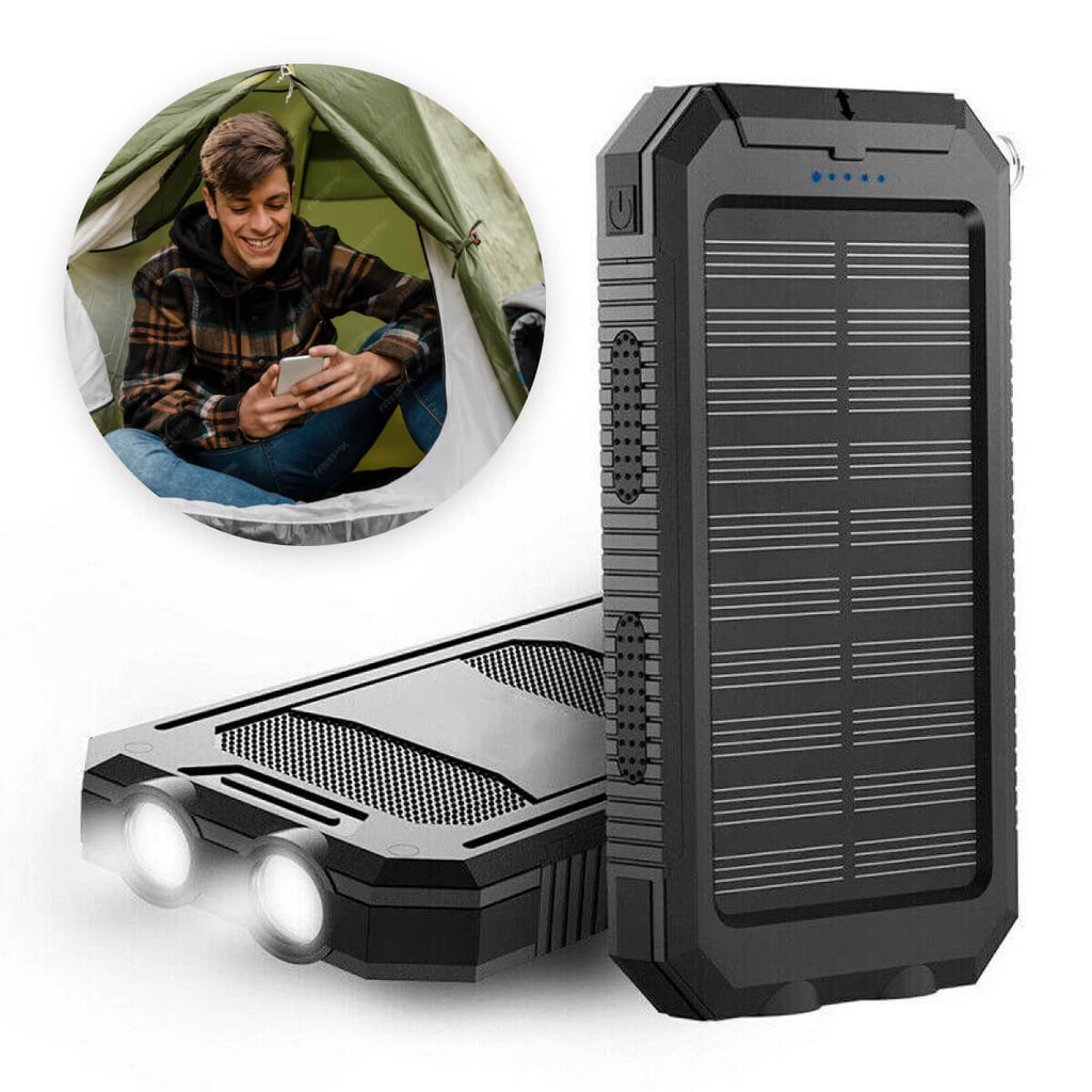 Batteria Portatile Solare Resistente all'Acqua – Caricatore Portatile con Doppi Uscite USB