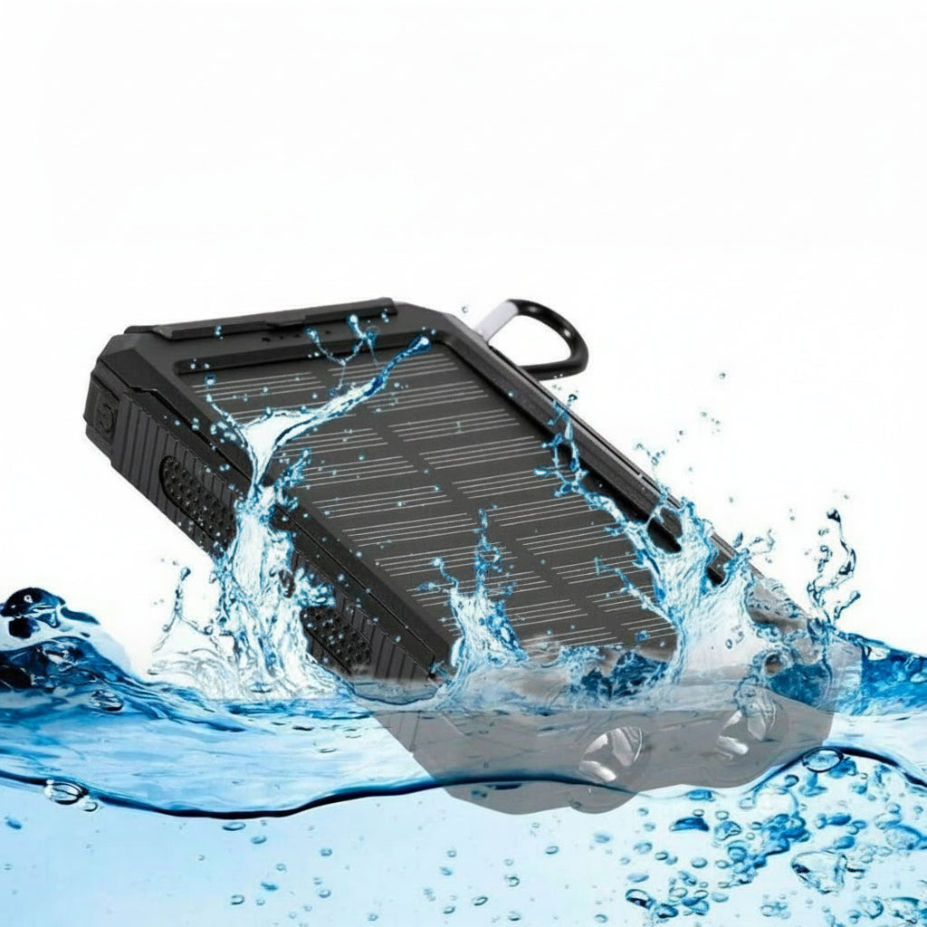 Batteria Portatile Solare Resistente all'Acqua – Caricatore Portatile con Doppi Uscite USB