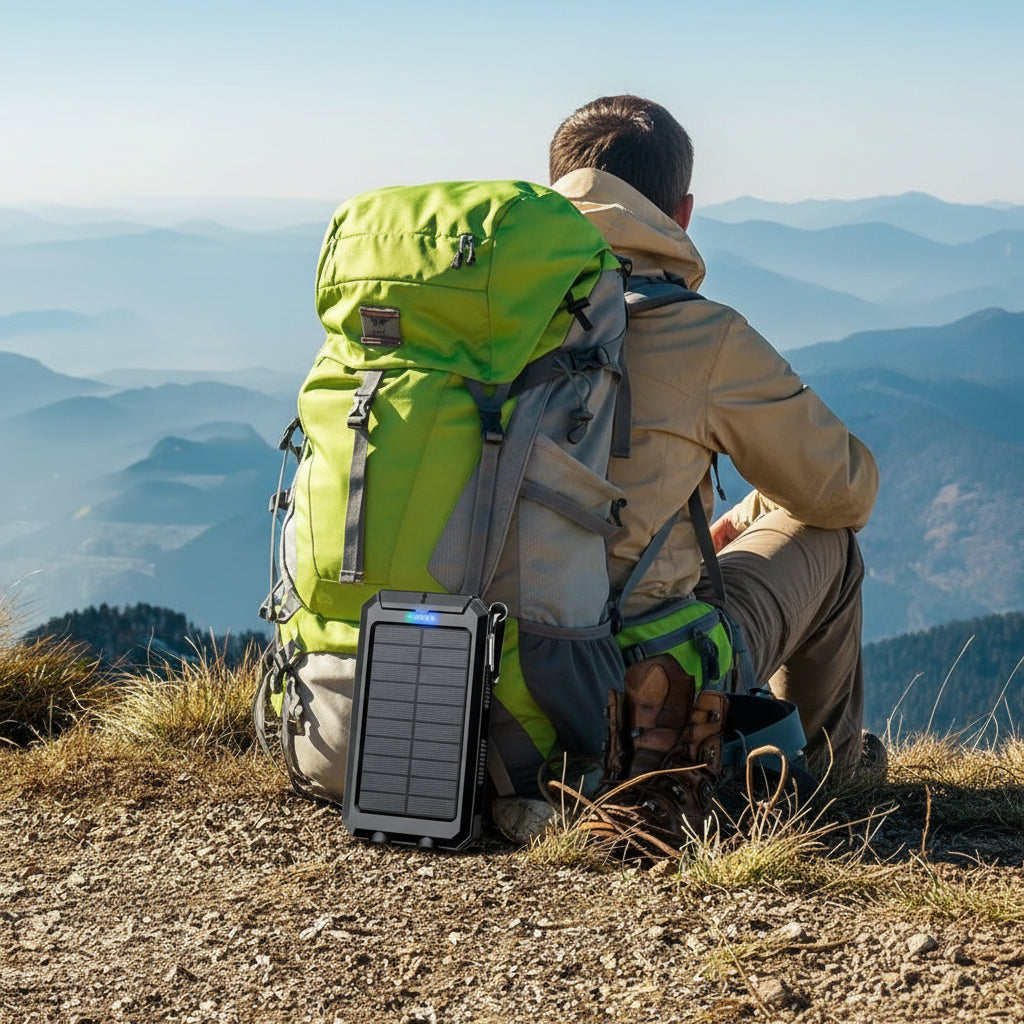 Vandafvisende Solenergi Power Bank – Bærbar Oplader med Dobbelt USB Udgange