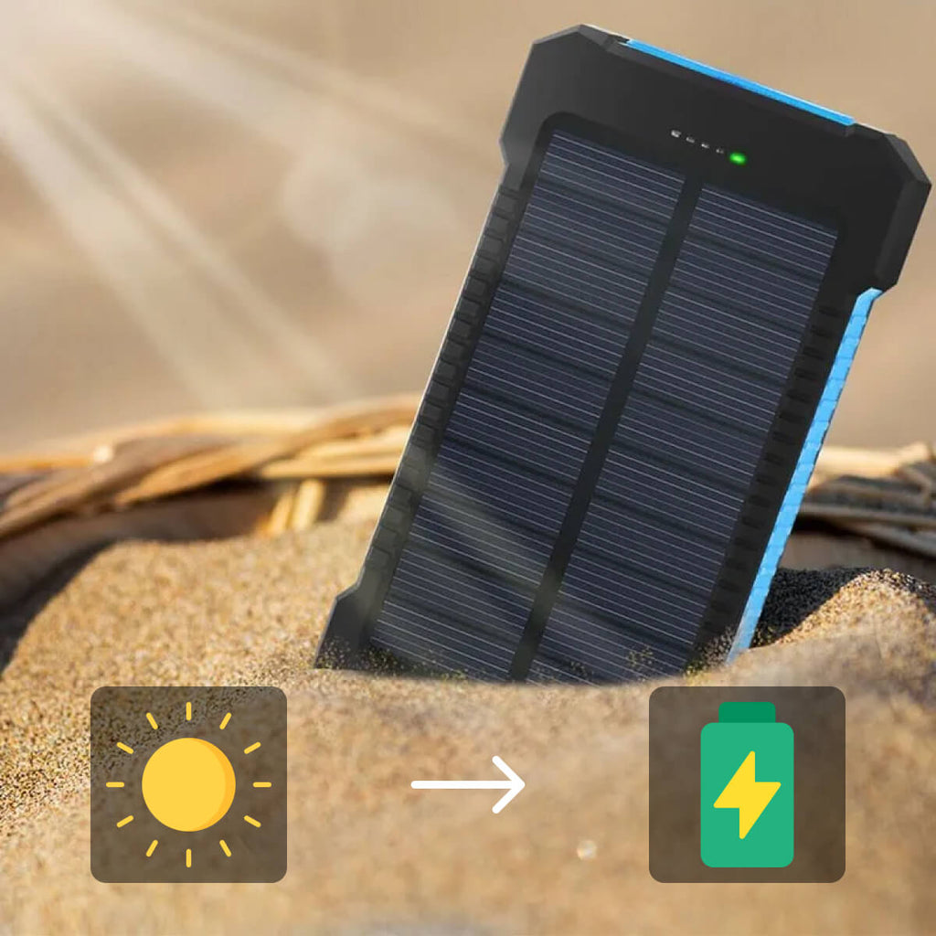 Batteria Portatile Solare Resistente all'Acqua – Caricatore Portatile con Doppi Uscite USB