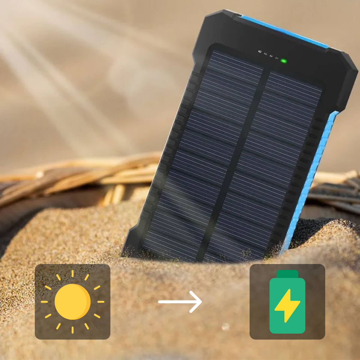Batteria Portatile Solare Resistente all'Acqua – Caricatore Portatile con Doppi Uscite USB