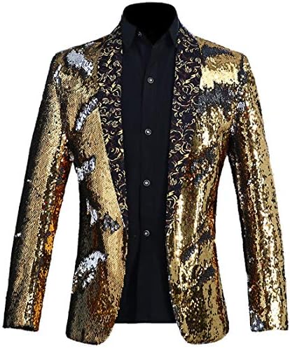 Blazer Uomo con Paillettes e Collo a Scialle – Giacca Elegante per Feste ed Eventi