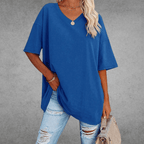 T-Shirt Oversize Donna con Scollo a V e Maniche a 3/4
