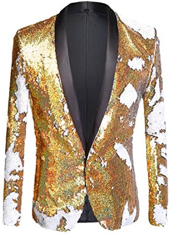 Blazer Uomo con Paillettes e Collo a Scialle – Giacca Elegante per Feste ed Eventi