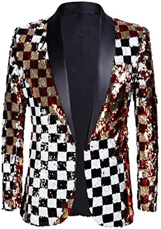 Blazer Uomo con Paillettes e Collo a Scialle – Giacca Elegante per Feste ed Eventi