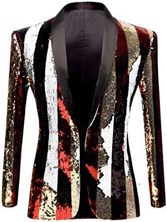 Blazer Uomo con Paillettes e Collo a Scialle – Giacca Elegante per Feste ed Eventi