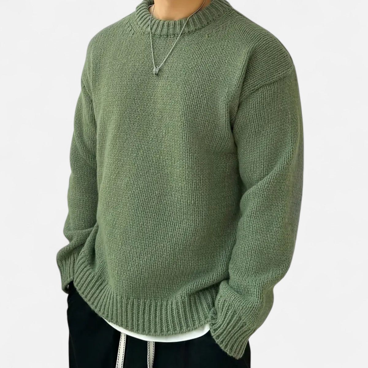 Pullover Uomo Tinta Unita con Girocollo Classico