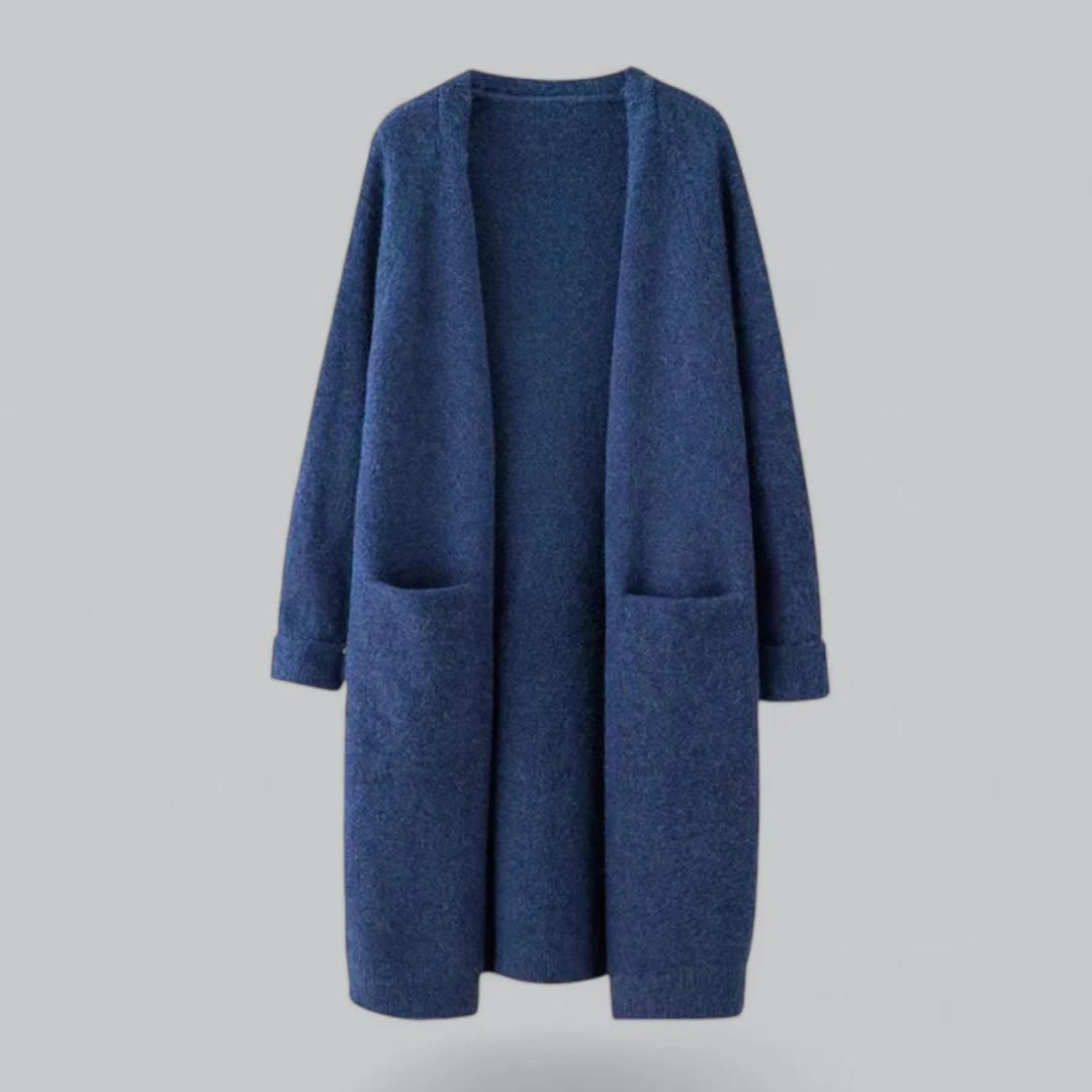 Cardigan long ouvert pour femme en maille - élégant et doux pour l’automne et l’hiver
