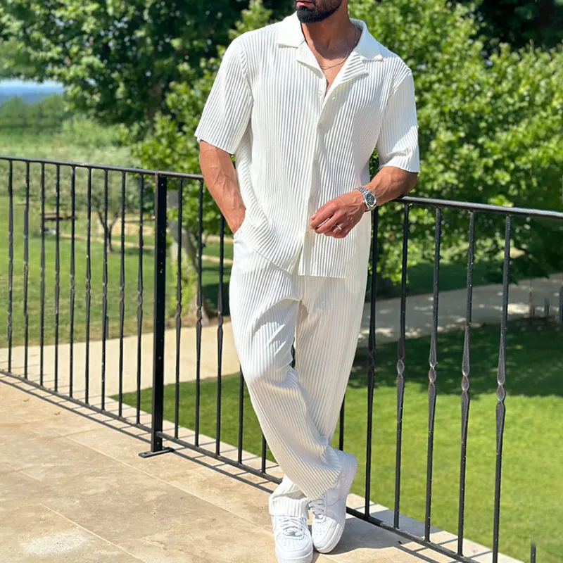 Completo da Uomo ANFINITE con Camicia e Pantaloni a Gamba Larga
